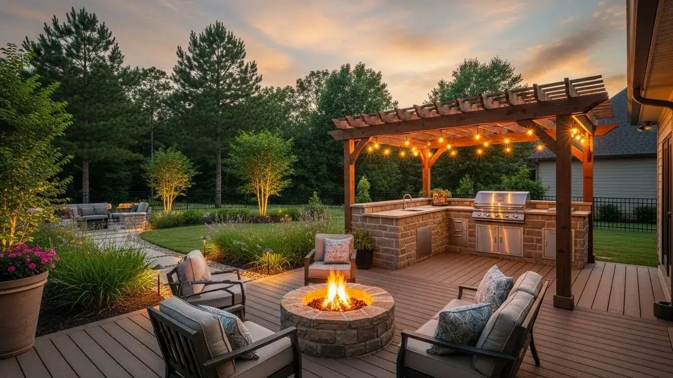 Out door Living Space design in Central Arkansas by cvrsignaturerenovations